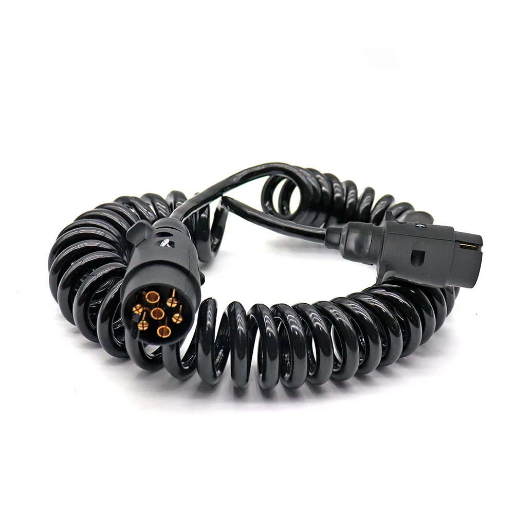 4.6M 7 Pin Trailer Extension Cable Male to Male Plug 12V Truck Caravan Towing Light Board Coil Lead Heavy Duty Spiral Wire