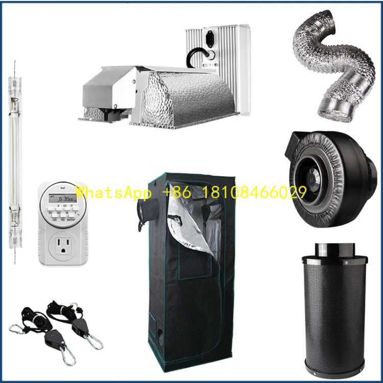 

HPS 1200W with 1000w Led Grow Light Greenhouse Complete Kits Grow Box Indoor 600D Hydroponics 200*200*200cm