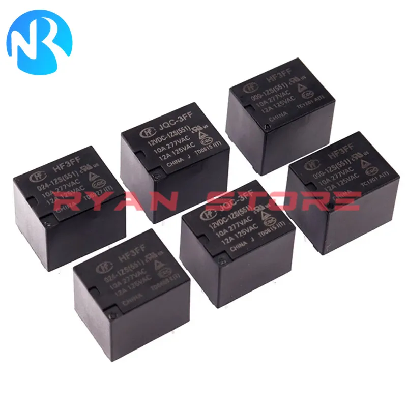 5PCS Relay HF JQC 3FF 005 009 012 024 1HS 1HST 1ZS 1ZST 4Pin 5Pin JQC 3FF-005-1HS 3FF-012-1HST HF3FF-024-1ZST 10A 250VAC 227VAC