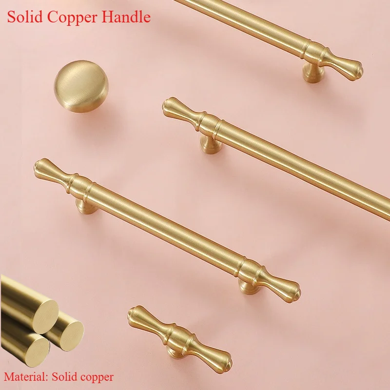 Satin Brass Cabinet Door Handles and Knobs Antique Drawer Pulls Vintage Kitchen Cupboard Handle Wardrobe Hardware American Style