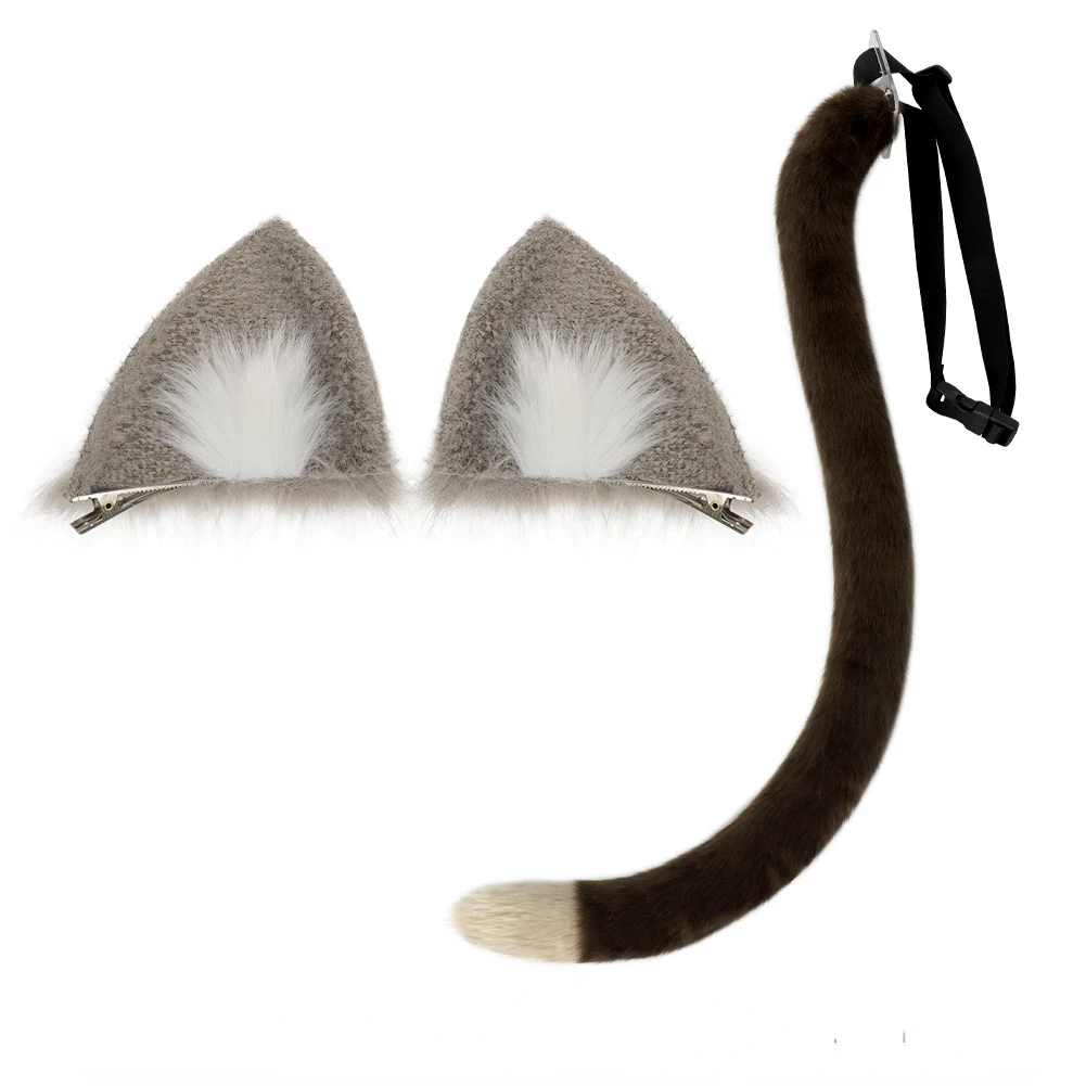 Explosion Models Handmade Simulation Cat Tail Cat Ears Headband Set Cosplay Halloween Party Artificial Animal Ear Cat Hair Wear