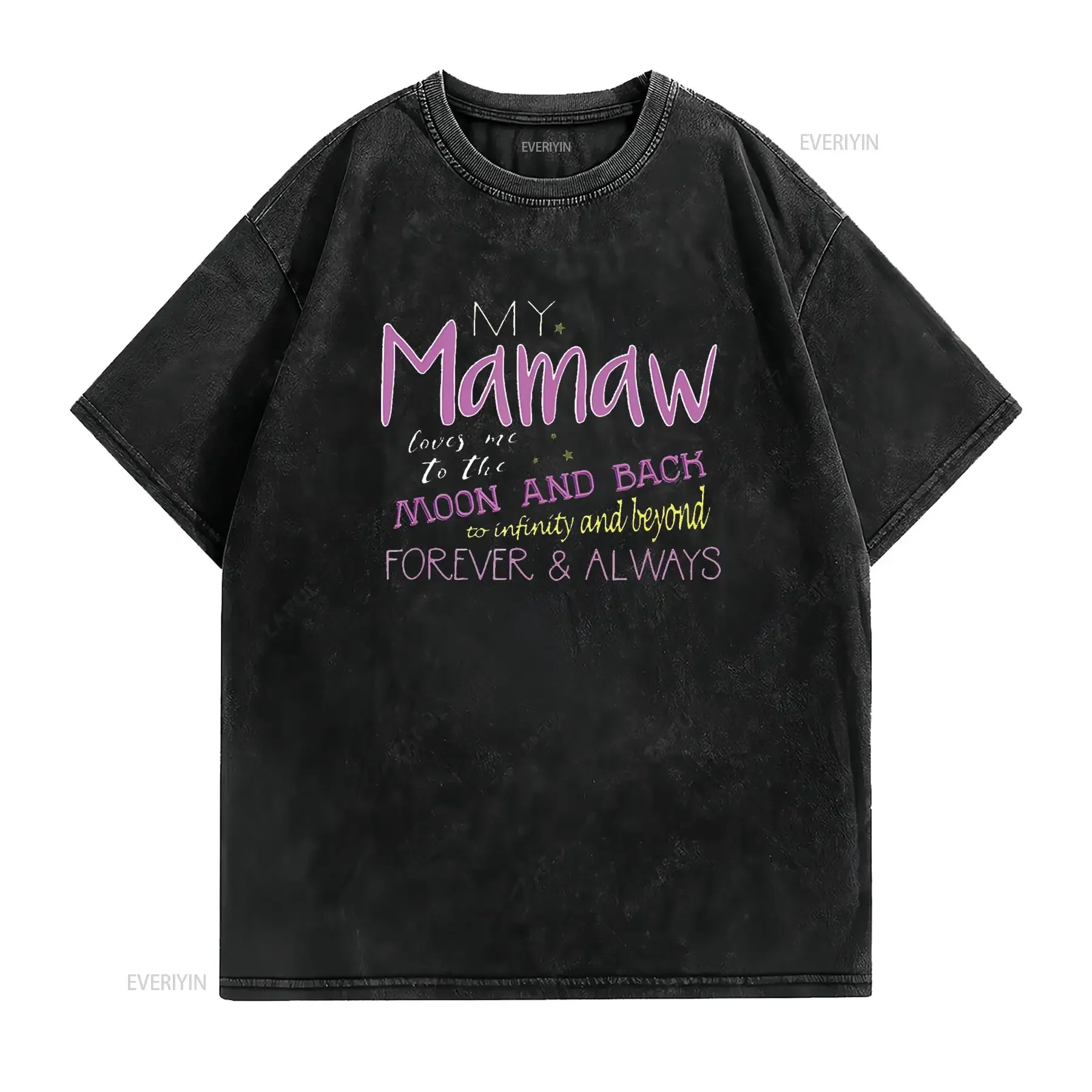 Womens My Mamaw Loves Me To The Moon And Back Infinity T Shirt vintage Washed Stylish Versatile Slightly graphic streetwear