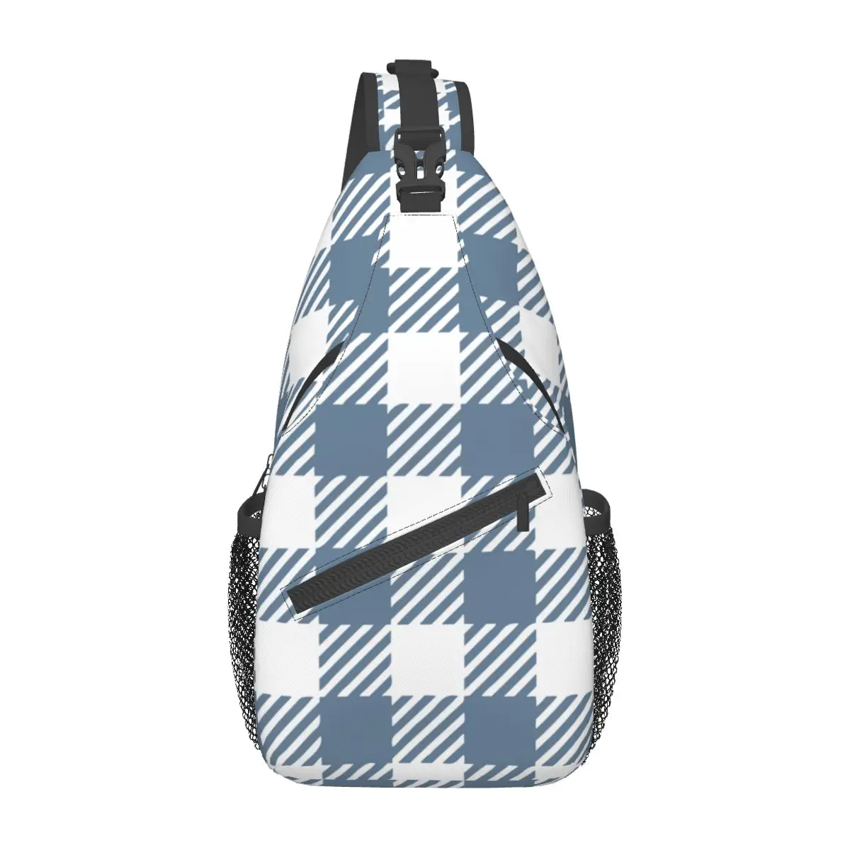 Gingham Plaid Checkered Small Sling Bags Chest Crossbody Shoulder Sling Backpack Outdoor Sports Daypacks Buffalo Striped Pattern