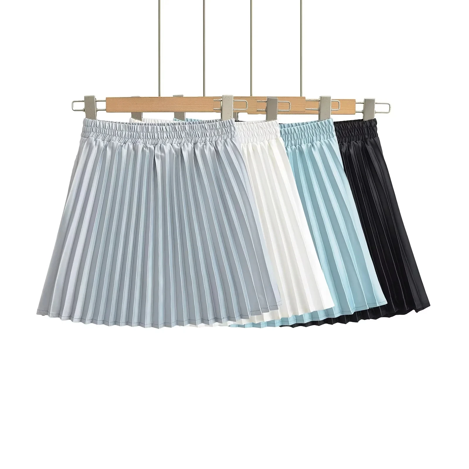 

Korean Sle High Waist Satin A-Line Skirt Women's Spring Summer Color Versatile Small Size School orm Sle P...