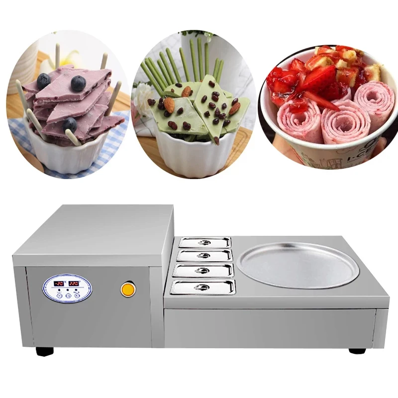 

Round Flat Pan Fried Ice Cream Roll Machine Malaysia Thailand Stainless Steel Frying Yogurt Machine