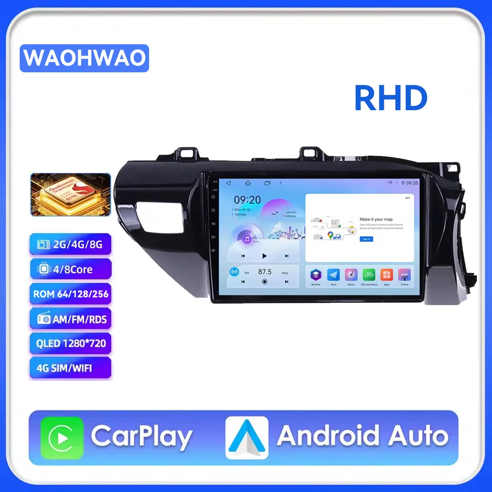 

Android 15 Car Radio For Toyota Hilux RHD 2015 2016 2017 2018 2020 Wireless Carplay Auto Multimedia Video Player Head Unit 4G