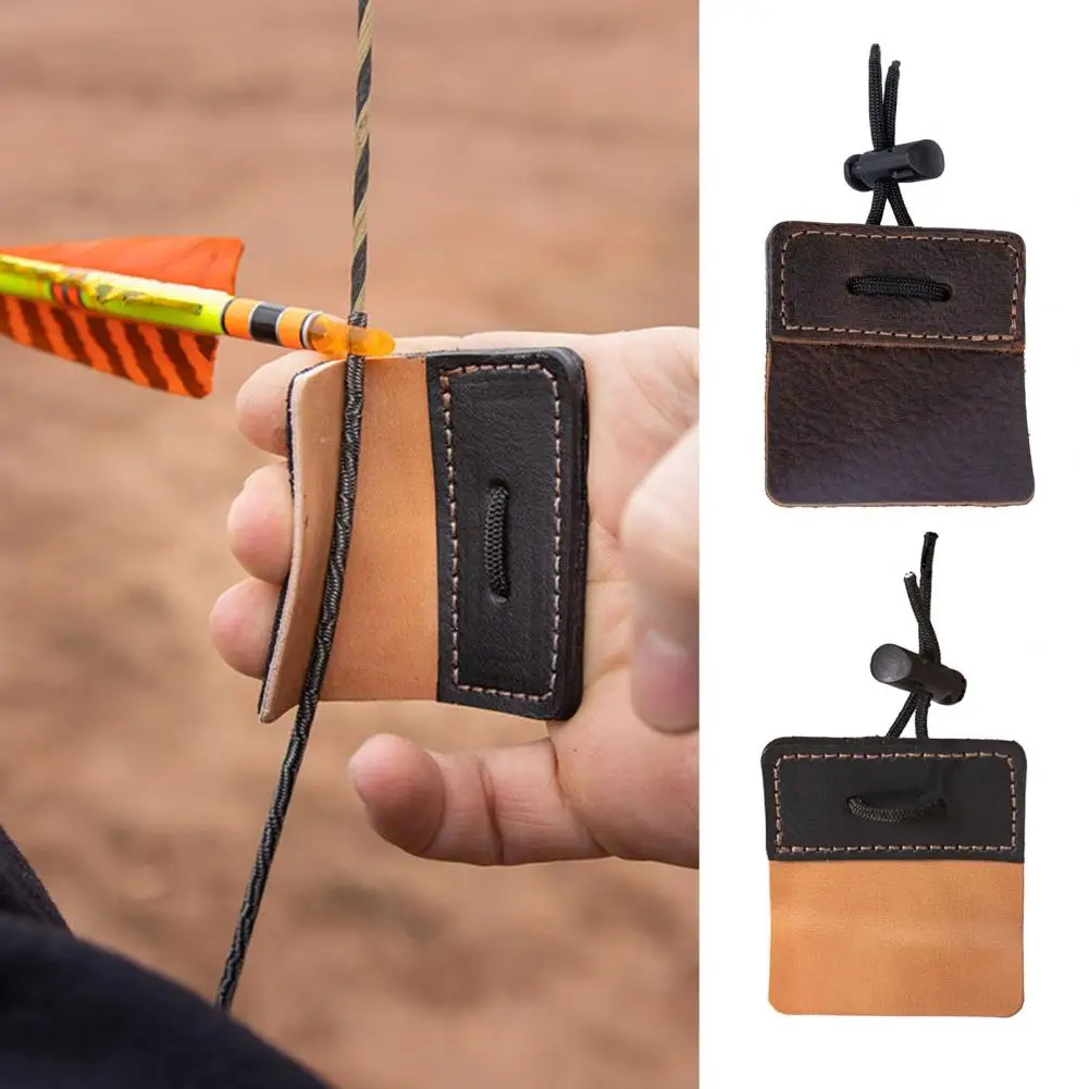 Archery Finger Protector Adjustable Faux Leather Archery Finger Tab for Recurve Bows Right Hand Protector for Hunting Target
