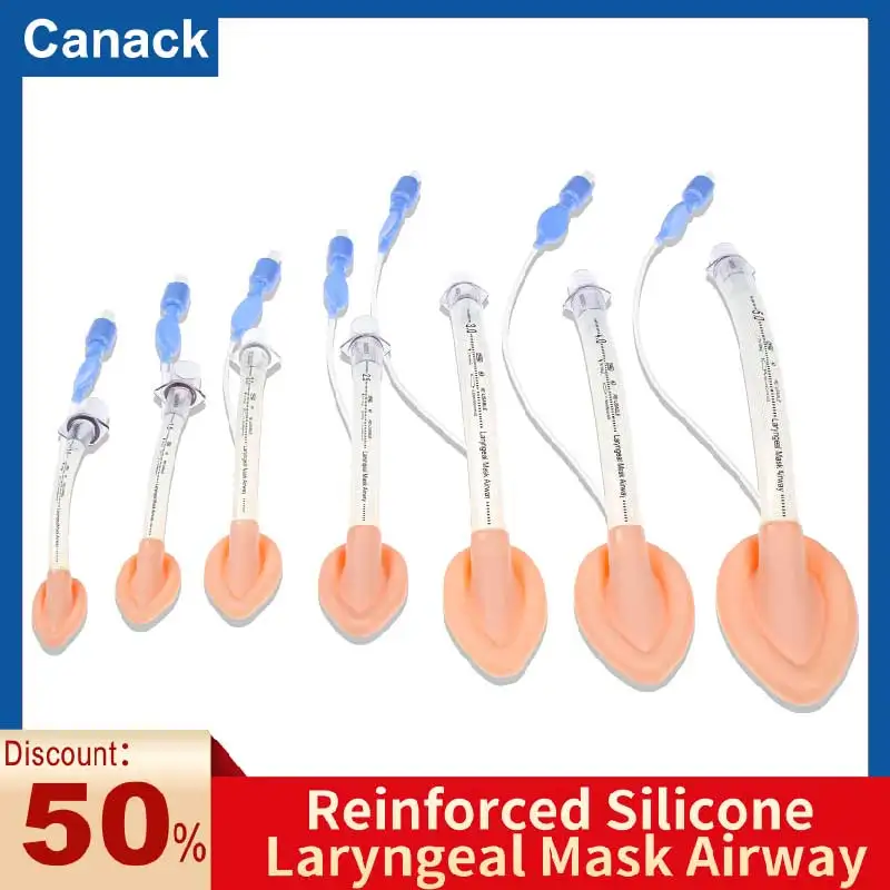 Canack Silicone Laryngeal Mask Airway Reusable 1pc/7pcs Set Anesthesia Breathing Silicone Laryngeal Mask For Kids Adults New