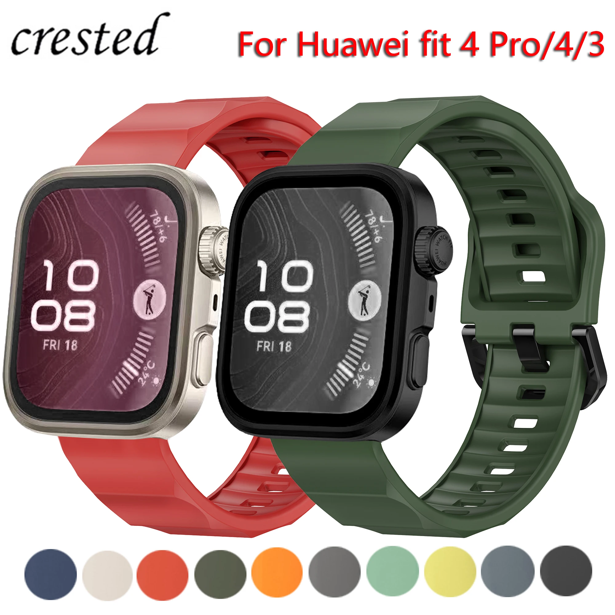 حافظة + حزام لساعة Huawei Watch Fit 4 Pro ملحقات حزام رياضية مريحة من السيليكون لساعة Huawei Watch fit 4