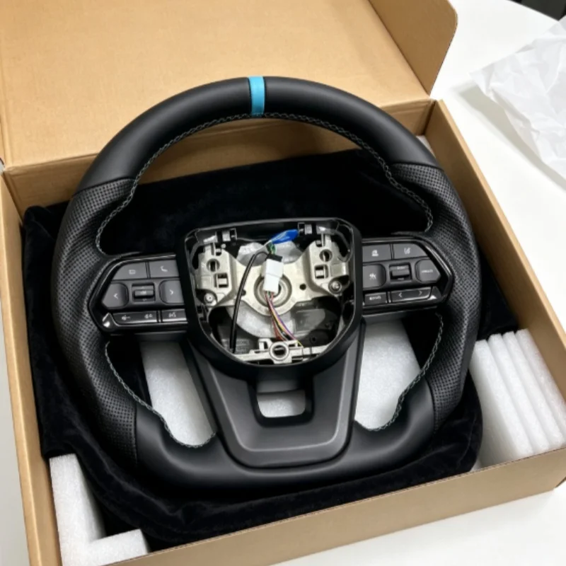 Customized Leather Car Steering Wheel For Toyota Land Cruiser LC300 Prado 150 Fortunar Hilux GR Tundra 4runner Steering Wheel