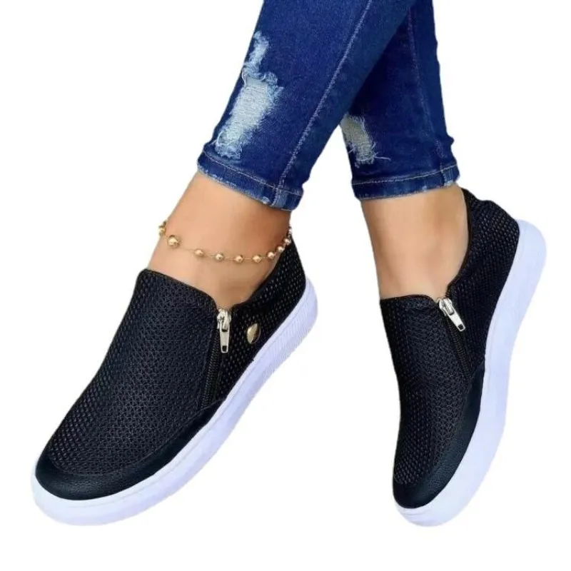 Sneakers Woman Vulcanize Shoes Casual Side Zipper Femme Tenis Luxury Tennis Feminino for Women 2023 Zapatos Mujer