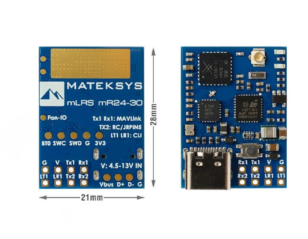 Mateksys mLRS MAVLink Long Range mR900‑30‑TX/RX mR24‑30‑TX 900MHz 2.4GHz 30dBm LoRa Module For FPV VTOL Fixed‑Wing RC Drone