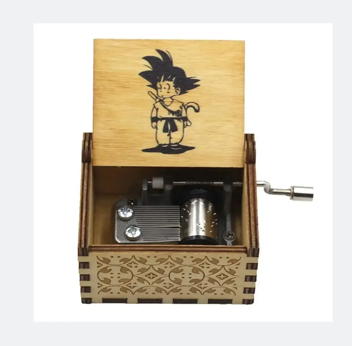 //Antik geschnitzte hölzerne Handkurbel Dragon Ball Spieluhr Actionfigur Sammlung Modell Spielzeug Geschenke Weihnachtsgeschenk Geburtstagsgeschenk