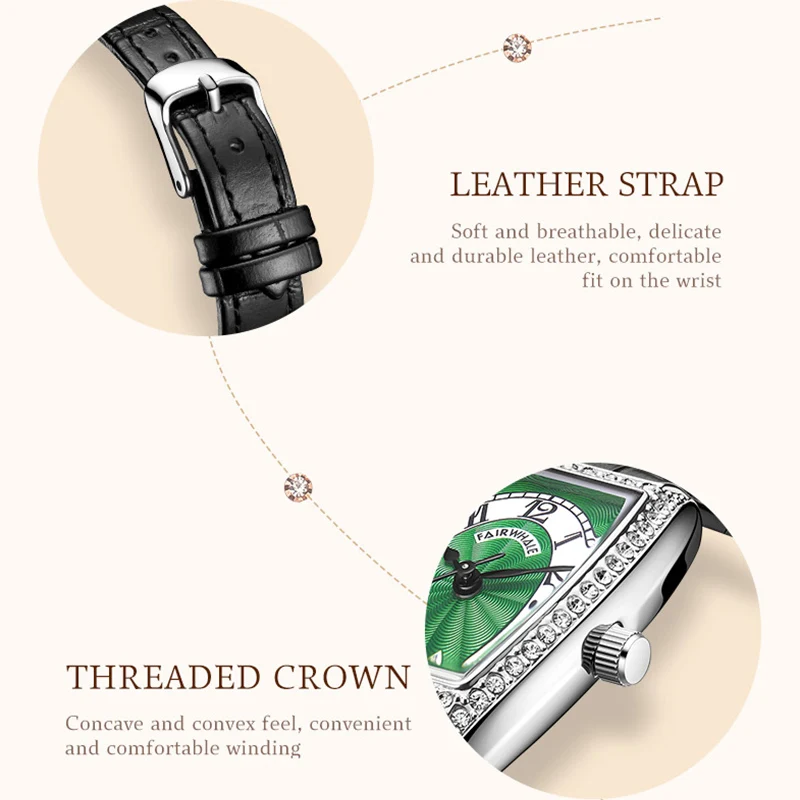 مارك Fairwhale 3450 ساعة أنيقة للنساء الماس السيدات فستان كوارتز ساعات مقاوم للماء ساعة امرأة #5