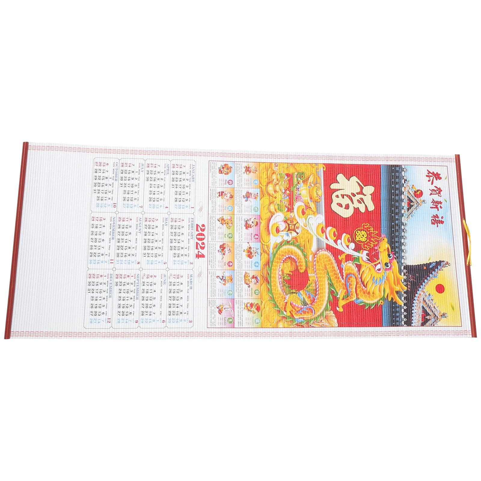 تقويم حائط سنة التنين 2024 مخطط التاريخ القمري الصيني التقليدي تقويم معلق للمنزل والمكتب والزمن السنوي #6
