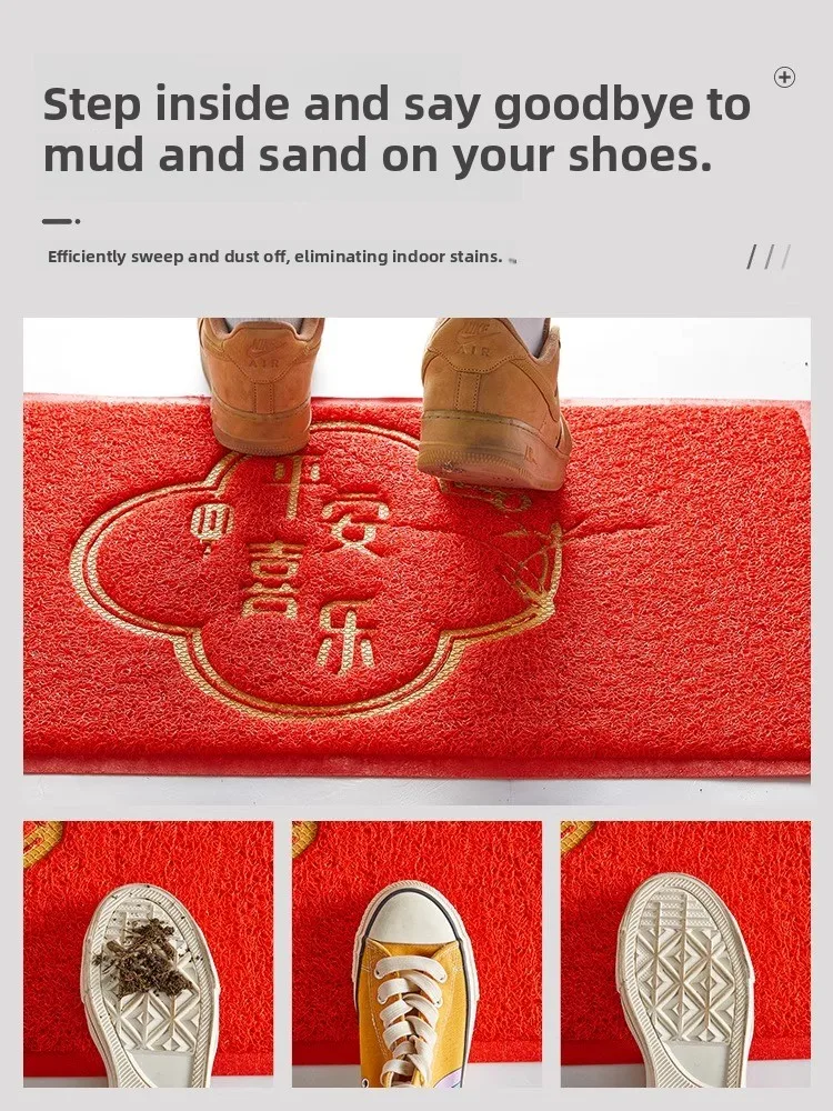 Ele-alfombra para puerta de entrada Floral, antideslizante, fácil cuidado, alfombra roja para puerta, tejido hine, resistente al polvo y al desgaste