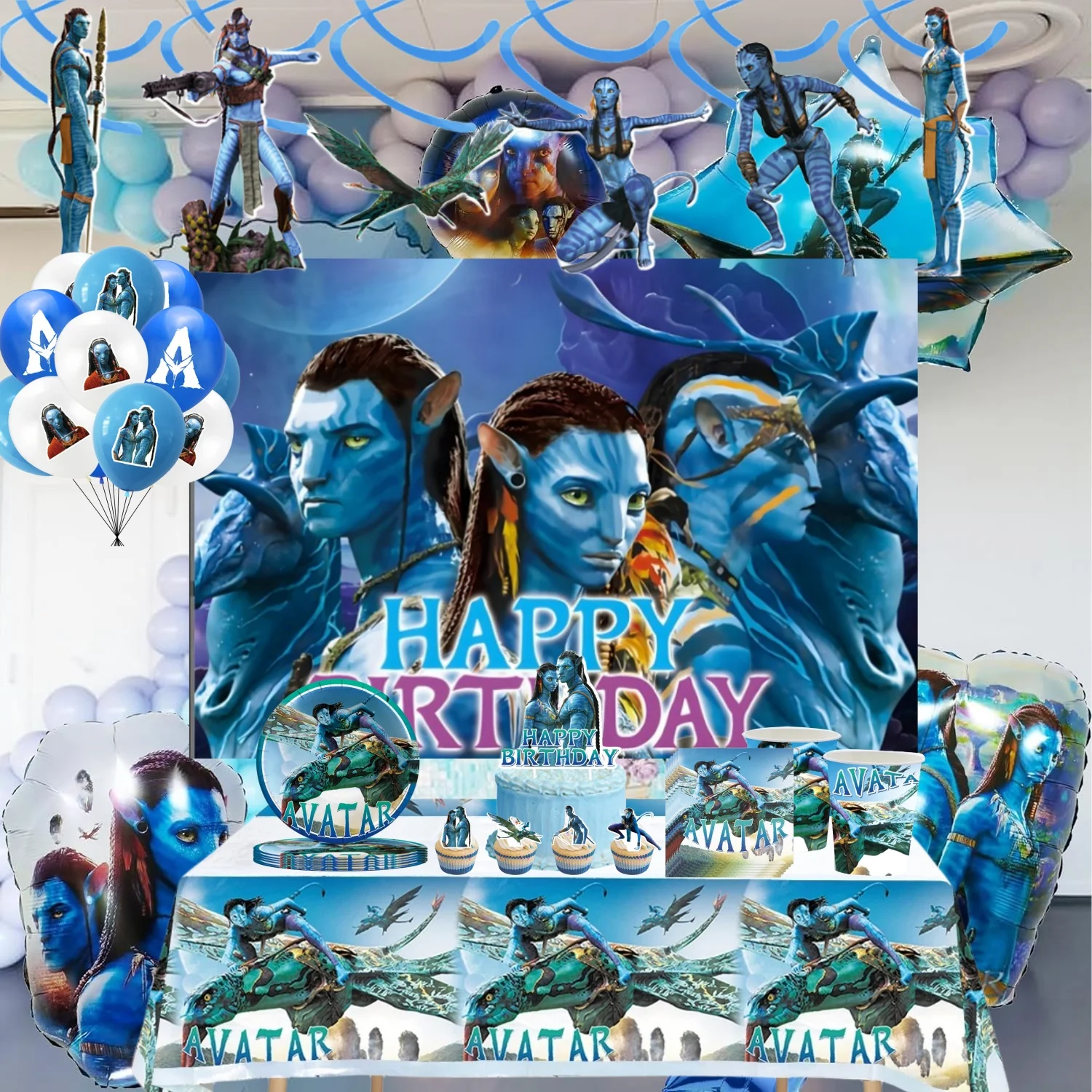 The Movie Avatar Birthday Decoration Disposable Tableware Plate Tablecloth Banner Cake Decor Baby Shower Boys Diy Party Supplies