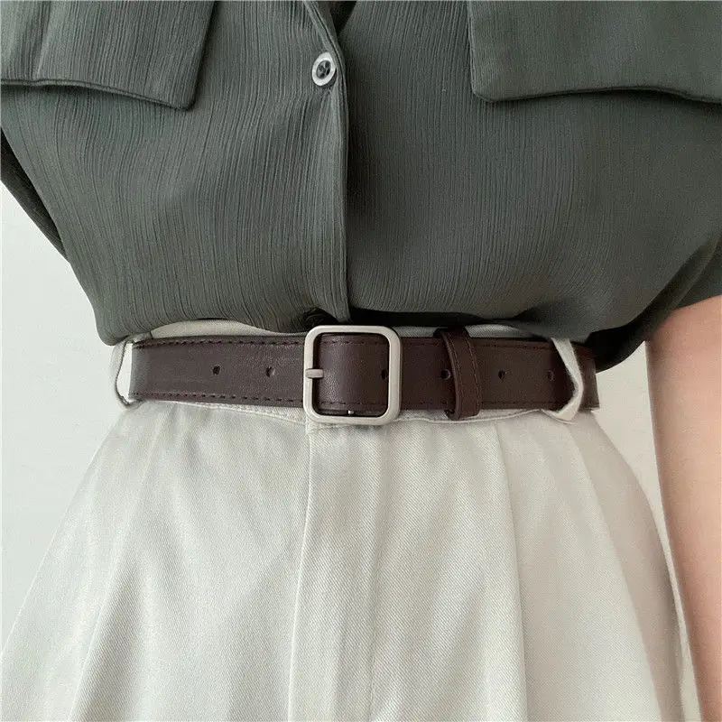 2013 new Korean fashion wild belt Chic students casual retro simple square buckle belt trouser belt men and women