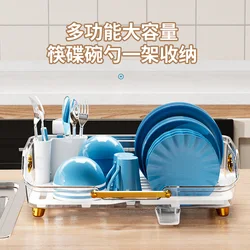 Kitchen Shelf Bowl and Chopstick Rack, Bowl Dish Plate, Household Storage Rack, Countertop Cupboard, Draining Bowl Rack