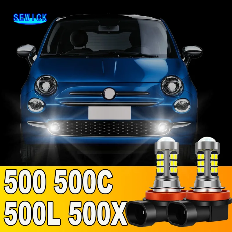 

2x LED Front Fog Light Bulb Accessories For Fiat 500 500C 500L 500X 2007-2018 2007 2008 2009 2010 2011 2012 2013 2014 2015 2016
