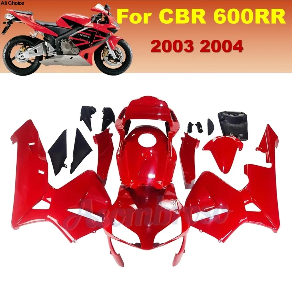 Full Gloss Red ABS Plastic Fairing Kit Fits Honda CBR600RR PC37 2003 2004 CBR 600RR 03 04 PC37 Replacement Bodywork Panels