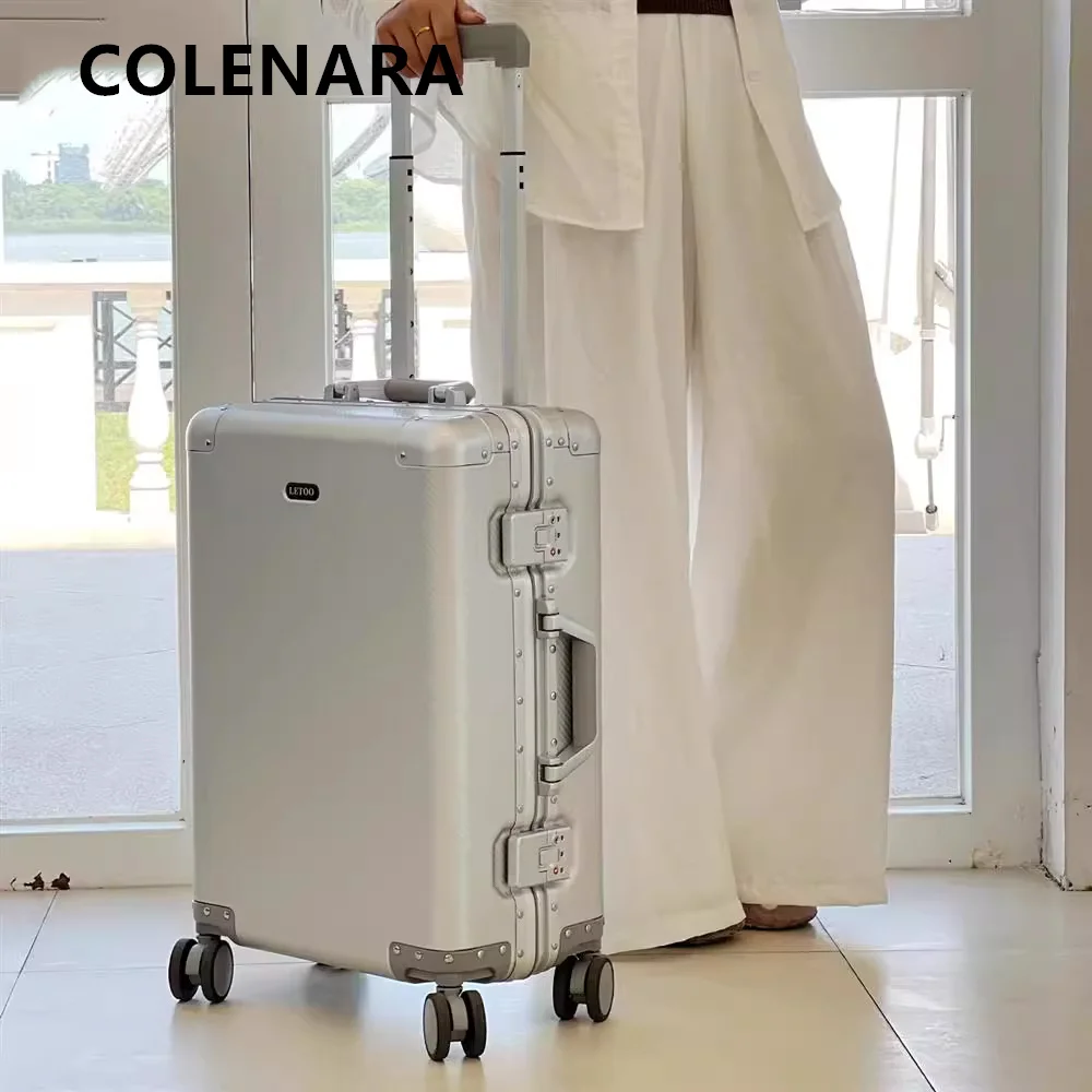 COLENARA Suitcase New Boarding Box All Aluminum Magnesium Alloy Trolley Case 20