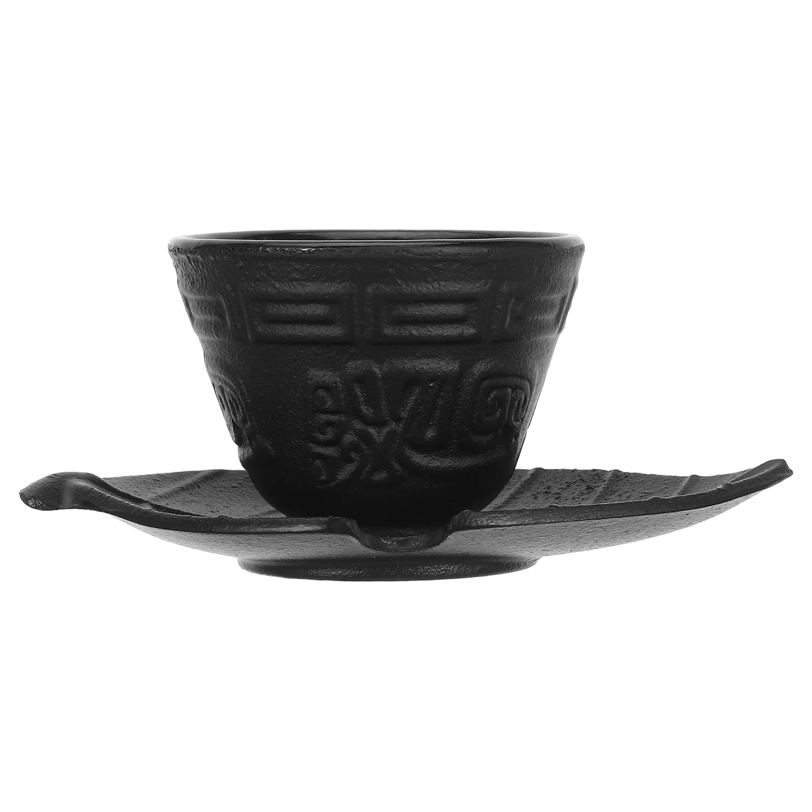 

1 Set Cast Iron Tea Cup Saucer Set Vintage Style Durable Iron Material Coffee Mug Retro Design Tea Cups For Home Office Kitchen