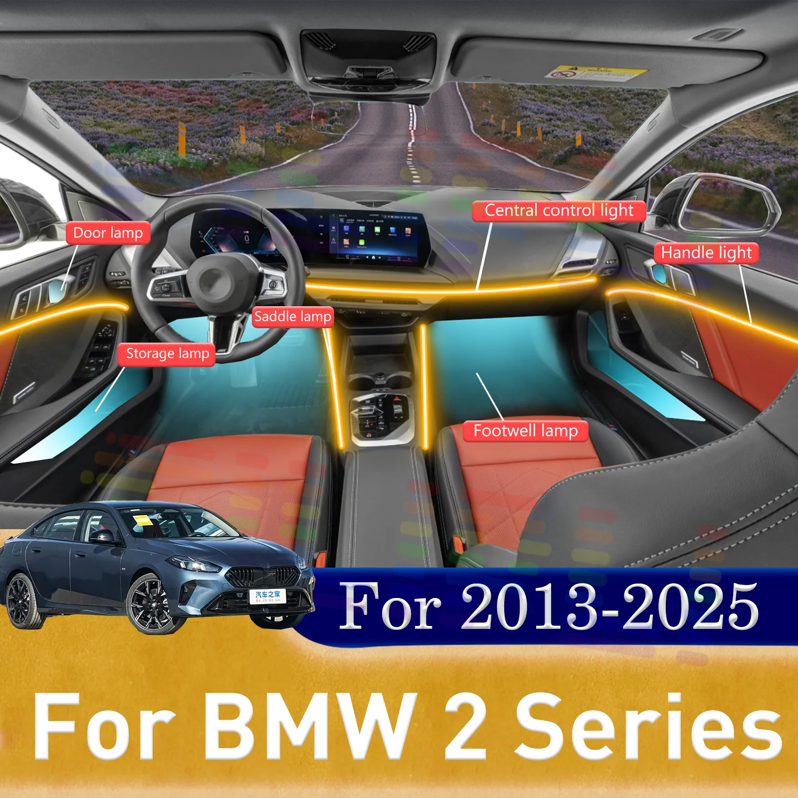 

For BMW 2series F22 F23 F44 G42 F74 F78 F45 F46 Bring Fun to Game Day Car Pools with Hidden LED Light Belts for Car Interiors