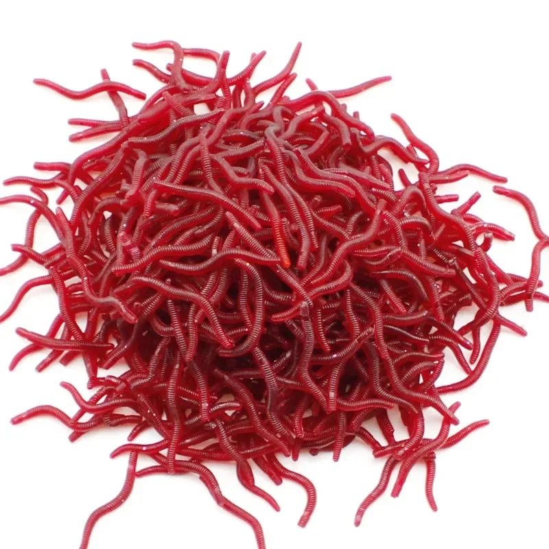 10/20/50/100pcs Soft Lure Bass Bream Bloodworm Fishing  Earthworm Worm Rubber Red Worms Baits Fishy Smell Realistic Tackle