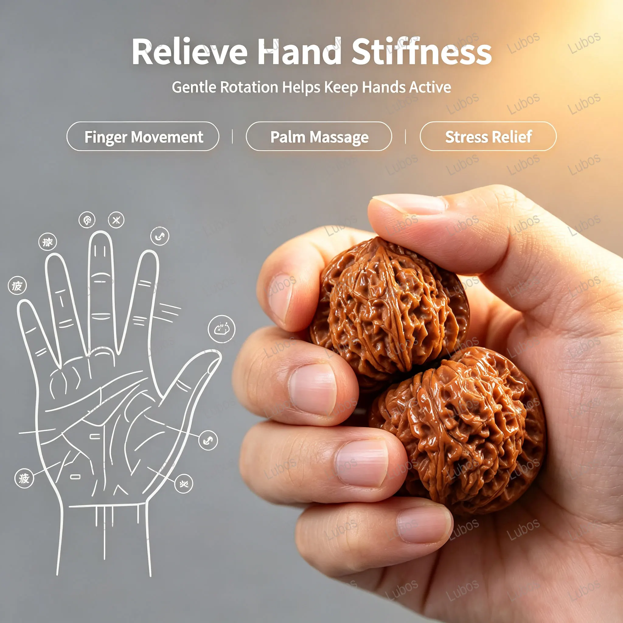 1Pair Natural Walnuts Matched Pair Collectible Hand Exercise Balls for Stress Relief, Finger Exercise & Antique‑Style Collection