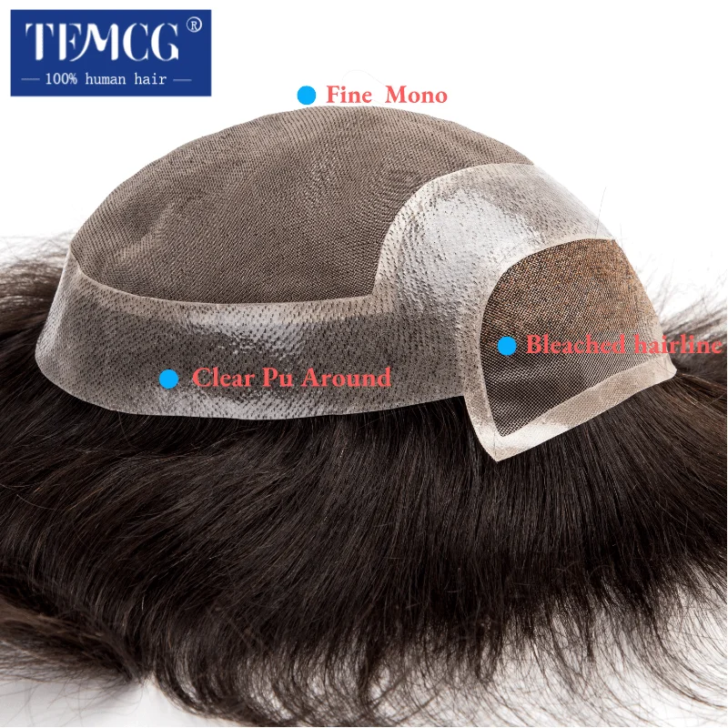Men Wig Lace Front With Mono Top Male Hair Prosthesis 100% Human Hair Men's Capillary Prothesis More Durable Toupee Men Wigs