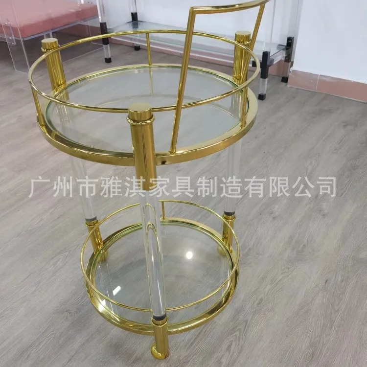 Factory direct sales transparent acrylic bar villa wine cart cart fashionable high-end dining car