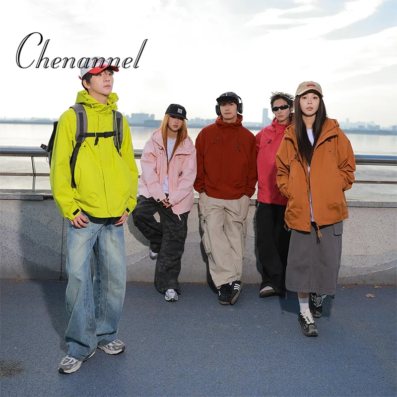 

Men's Rose Red American Trendy Brand Windproof Waterproof Mountaineering Jacket Trendy Versatile Bottoms