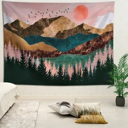 1pc 100x150cm Mountain Tapestry Forest Tapestry Sunset Tapestry Nature Landscape Tapestry Stars Tapastry Wall Hanging for Room