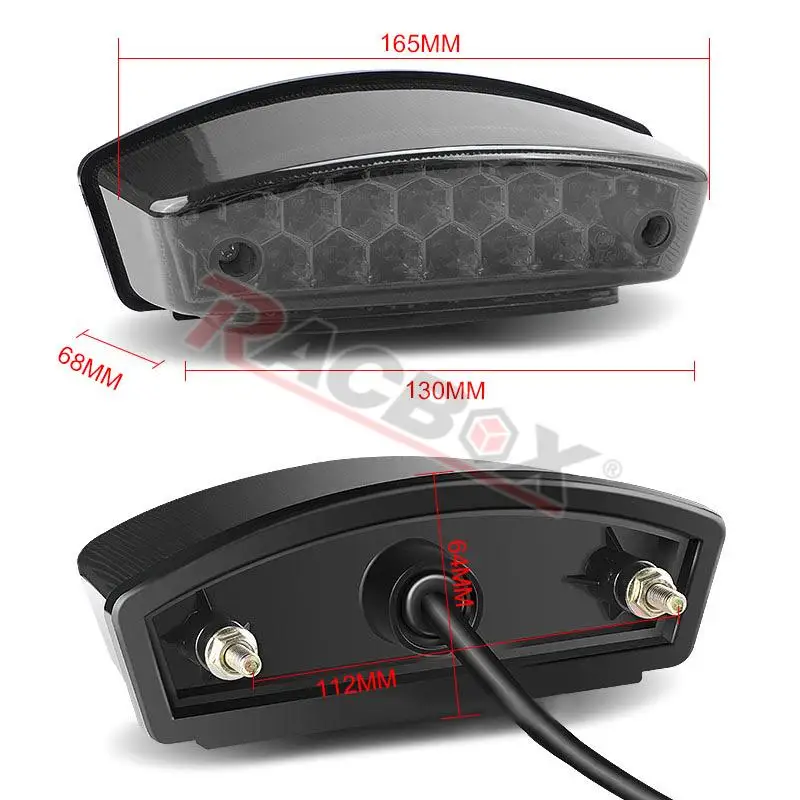 15 LED Rear License Plate Light Brake  Integrated Taillight High Low Red For Banshee Polaris Kymco Motorcycle Dirt Bike ATV Quad