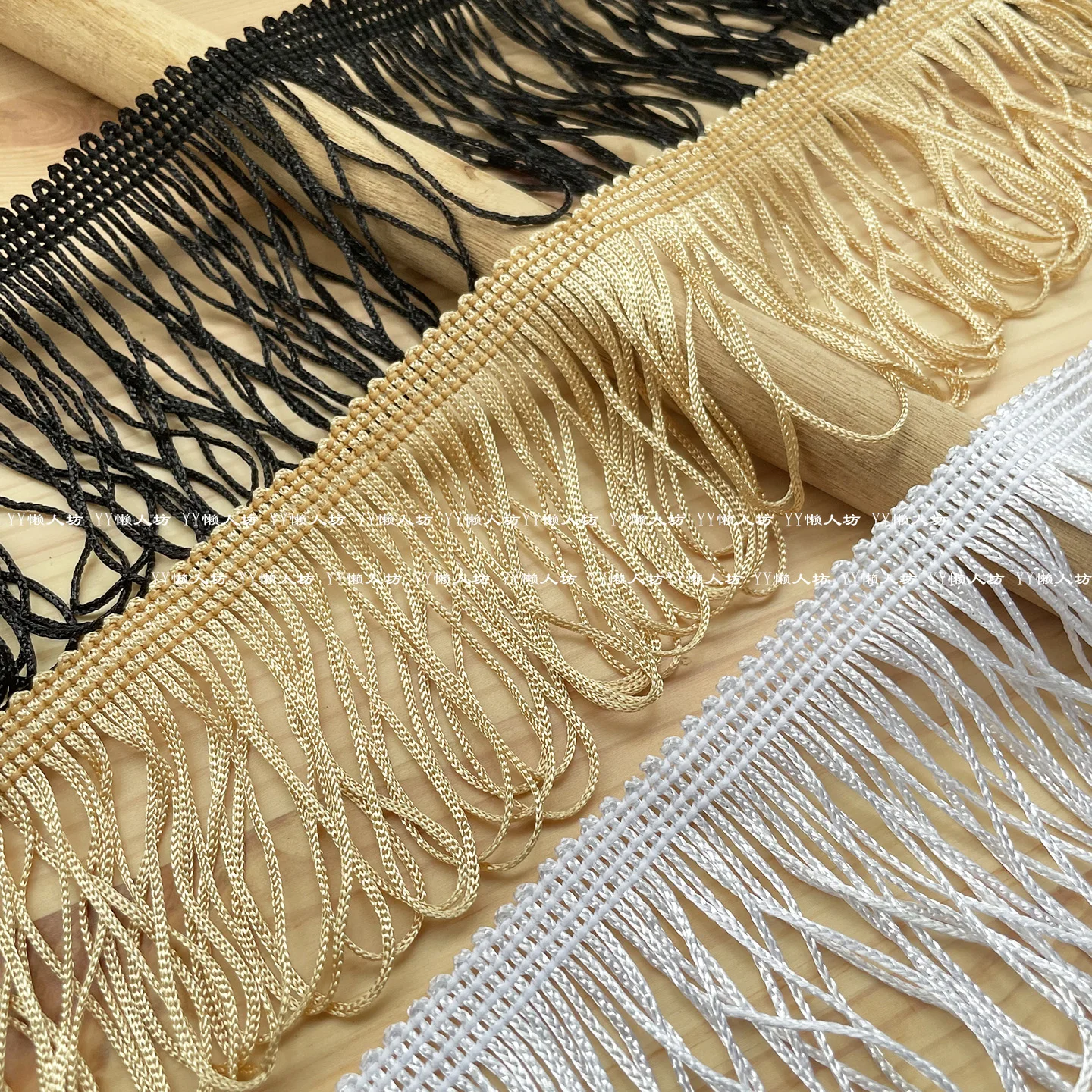 

6cm Black, White, and Camel-Colored Fringe Tassel Banner with Sewn Edges for Tablecloth Edges, Opera DIY Costume Accessories