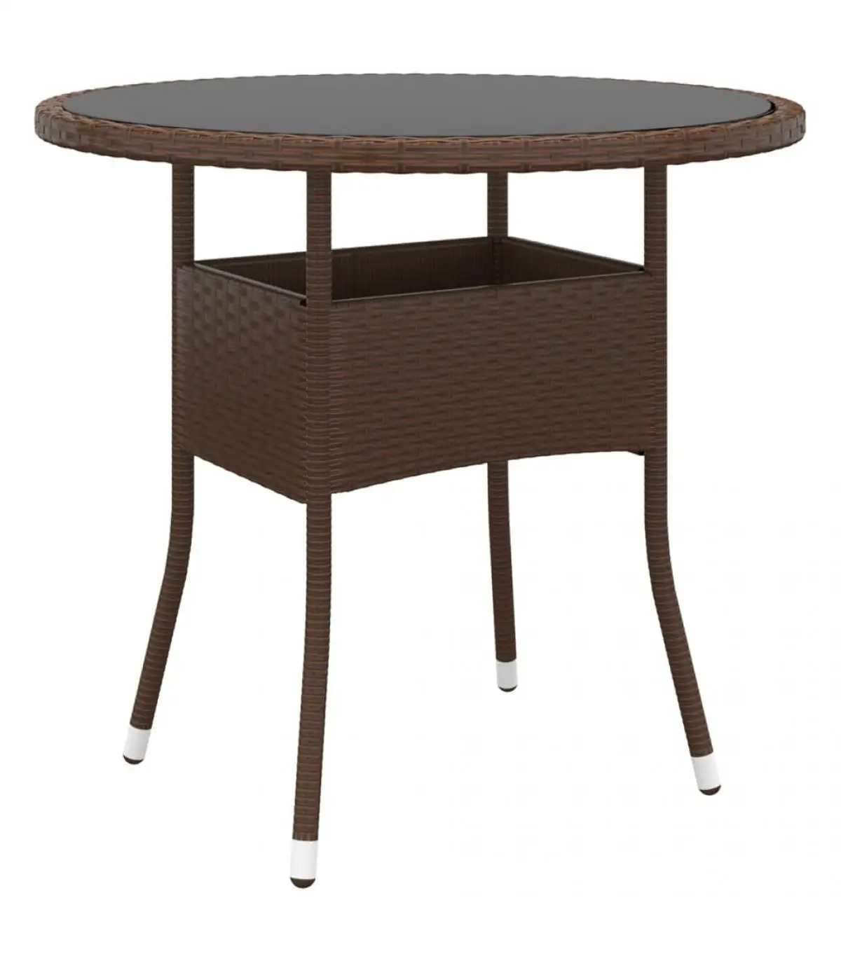 Garden tables garden table tempered glass synthetic rattan Brown Ø 80x75 cm