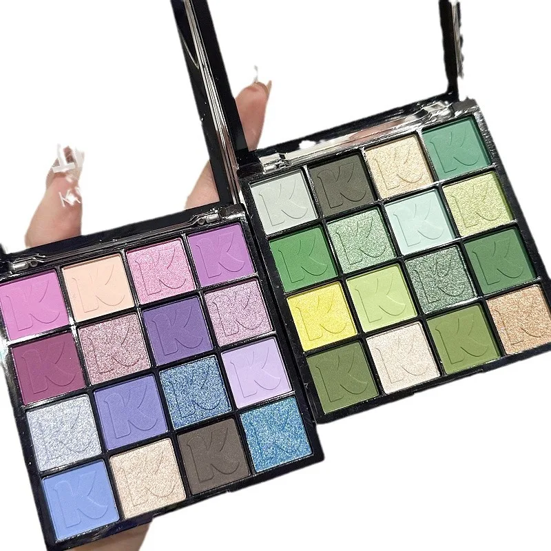 อายแชโดว์ 16 สี Matte Glitter Pearl ผงสีละเอียดอ่อนง่าย Shimmer Eye Shadow Long Lasting Make Up