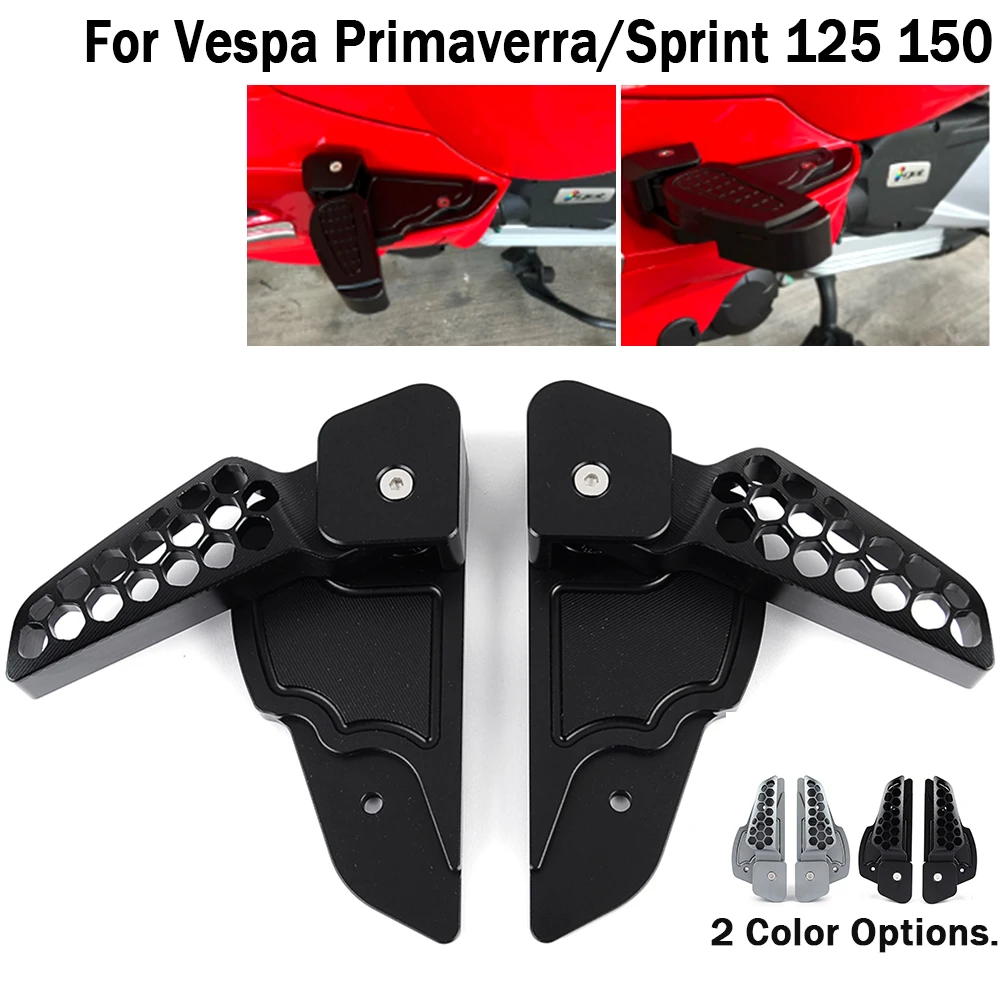 Rear Passenger Footrests for Vespa Primavera Sprint 125 150 2017-2020 Foldable Foot Steps Extension Foot Pedal Adapter