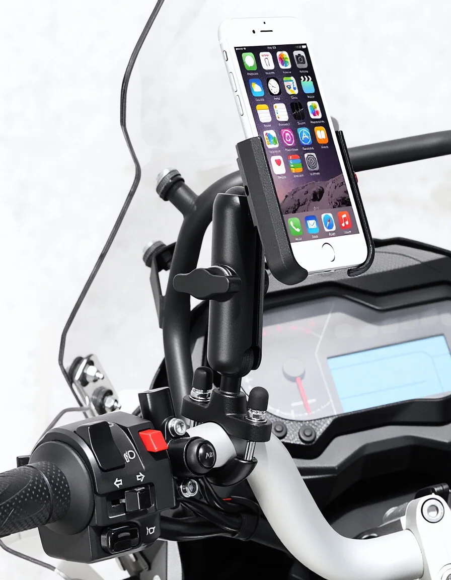 Uchwyt na telefon motocyklowy do roweru, obrotowy 360°, regulowany uchwyt na kierownicę motocykla, rowerowy uchwyt na telefon komórkowy, stojak na GPS. — zdjęcie produktu 5