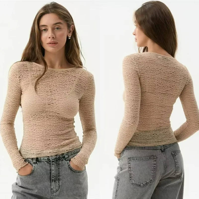 

Sexy Slim Long Sleeve T Shirt Woman Solid O Neck T Shirts Autumn Casual Short Top Fashion Streetwear High Street Wear