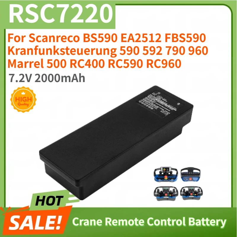 

Высококачественная аккумуляторная батарея RSC7220 7.2V 2000mAh для пультов дистанционного управления кранами Scanreco 590, 592, 960, 790. Новая сменная батарея.
