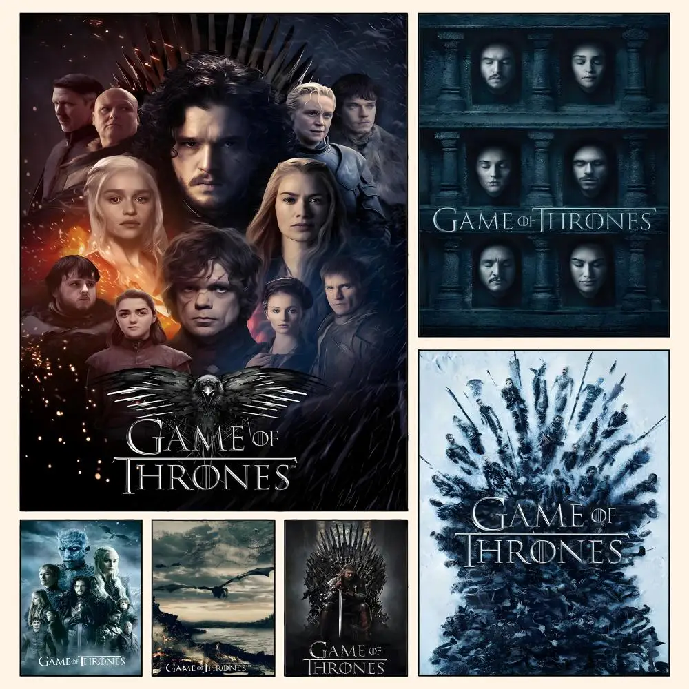 Game of T-ThroneS W-Western D-Dragon Movie Poster Waterproof HD Modern Peel And Stick Wall Decor Living Room Dorm Garage