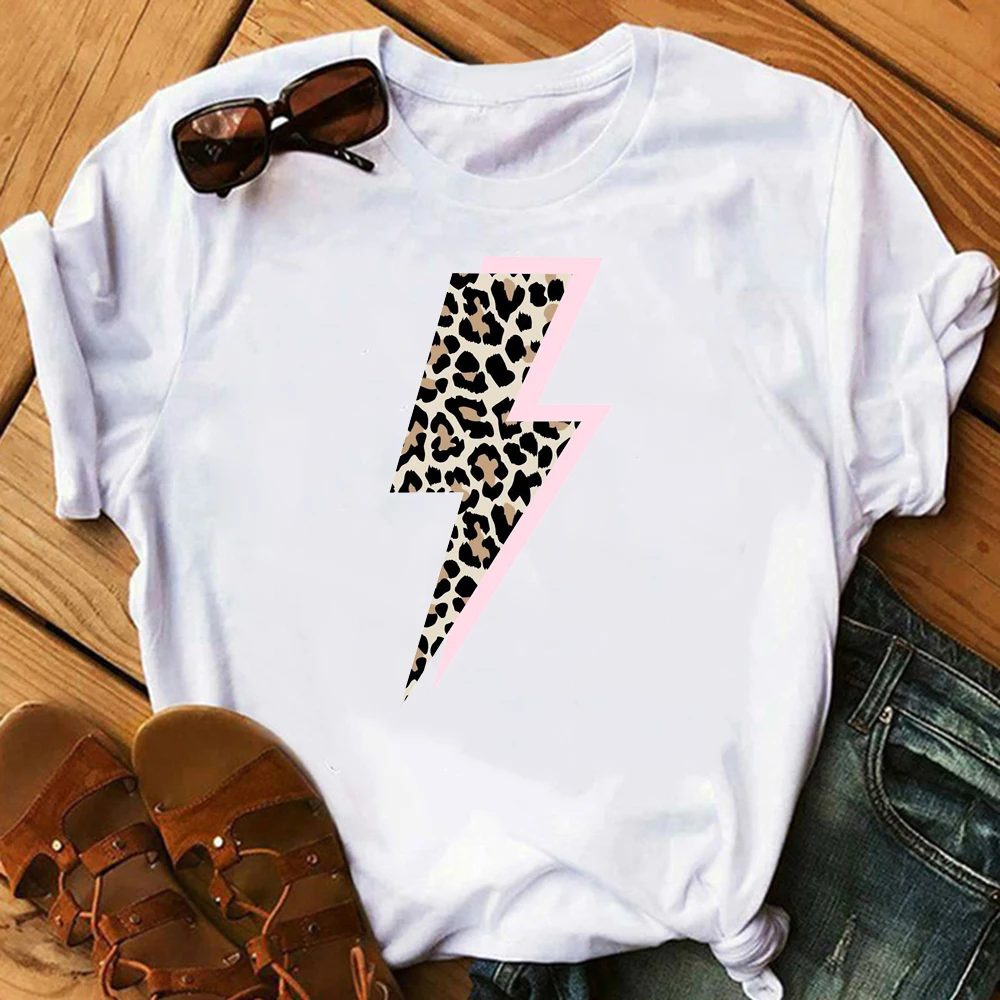 Newest Lightning Butterfly Leopard Print Tshirt Women Summer T Shirt Graphic T-Shirts Funny Streetwear  Fashion Tops