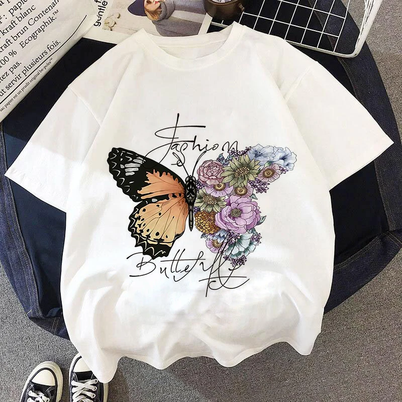 2-9 Years Baby Girl T-shirts Cute Kids Butterfly Y2k YPrint T Shirt For Girls Children Summer Short Sleeve Tops Infant Clothing