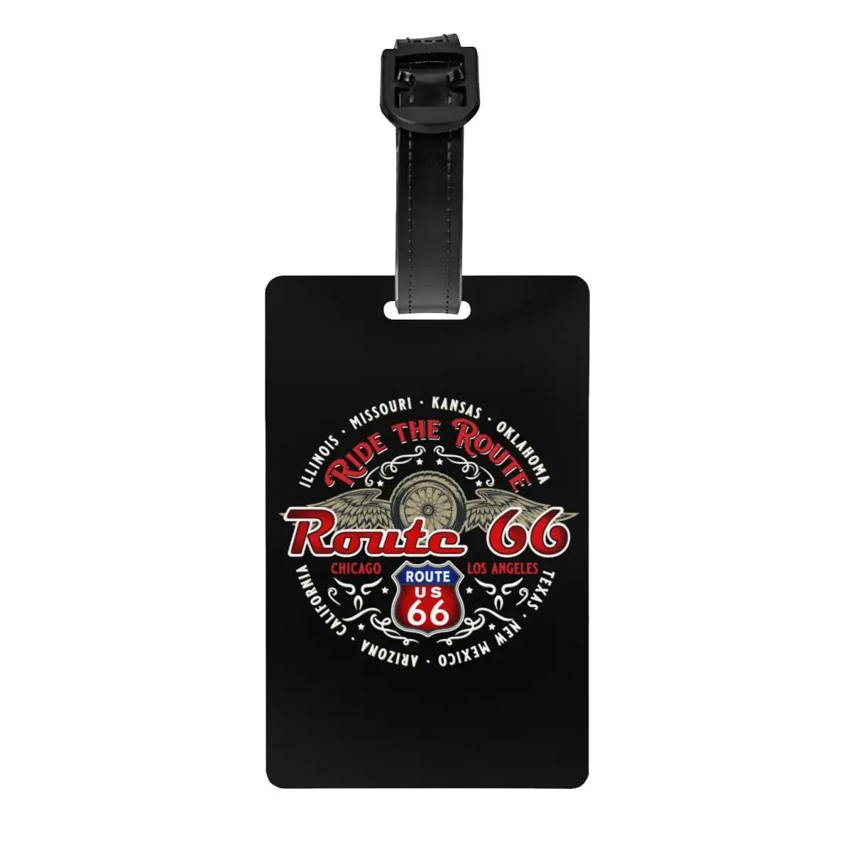 

Custom Read The Route 66 Motorcyle Bikers Luggage Tag Privacy Protection USA Highways Baggage Tags Travel Bag Labels Suitcase