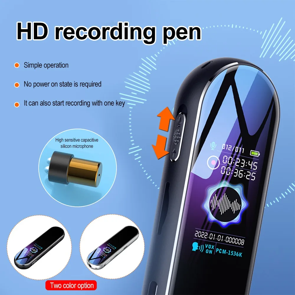 128G Multi-function Recorder Stereo Sound Pickup Dynamic Noise Reduction One-key Recording 8-64G Dictaphone Pen Music MP3 Player