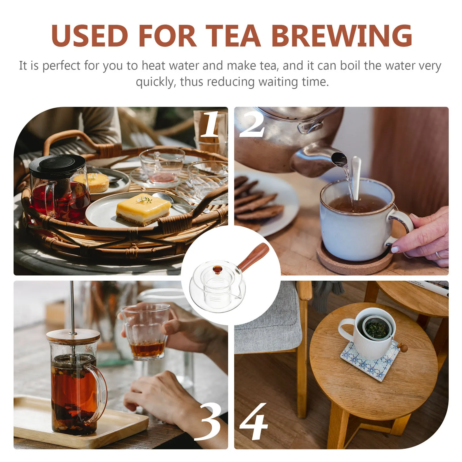 

1Pcs Glass Tea Kettle Practical Teapot with Unique Handle Design Transparent Quick Water Heating Container Tea Kettle