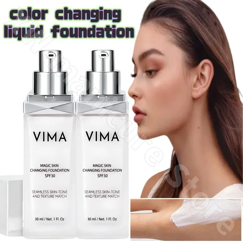 Vima-Changing Foundation Color Changing Liquid Foundation Hydrating Moisturizing Concealer Brightening Long Lasting 30ml