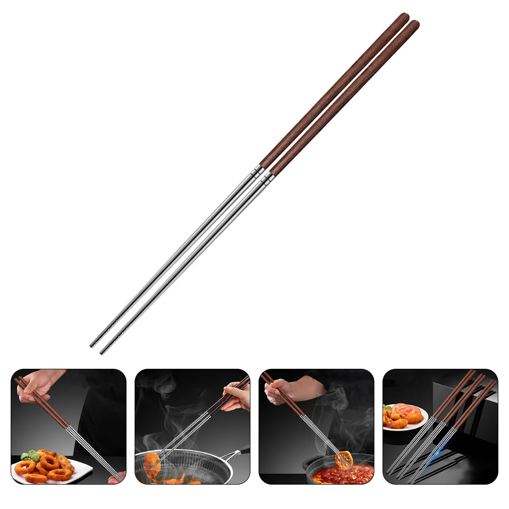 Fried Chopsticks Long Reusable Handle Frying Cooking Wood Non-slip Hot Pot Kitchen Lengthened